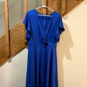 PrettyGarden Royal Blue Flutter Sleeve Midi Dress XL Fit & Flare